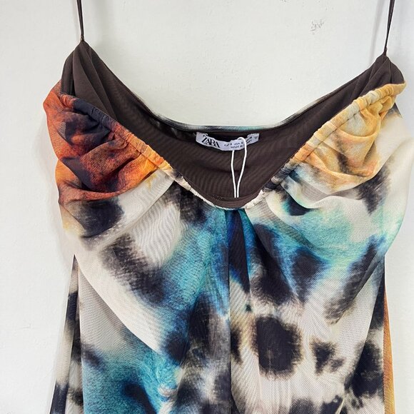 Zara Tulle Tie Dye Strapless Form Fitting Midi Maxi Dress Bloggers Fave, Size S - Picture 13 of 16